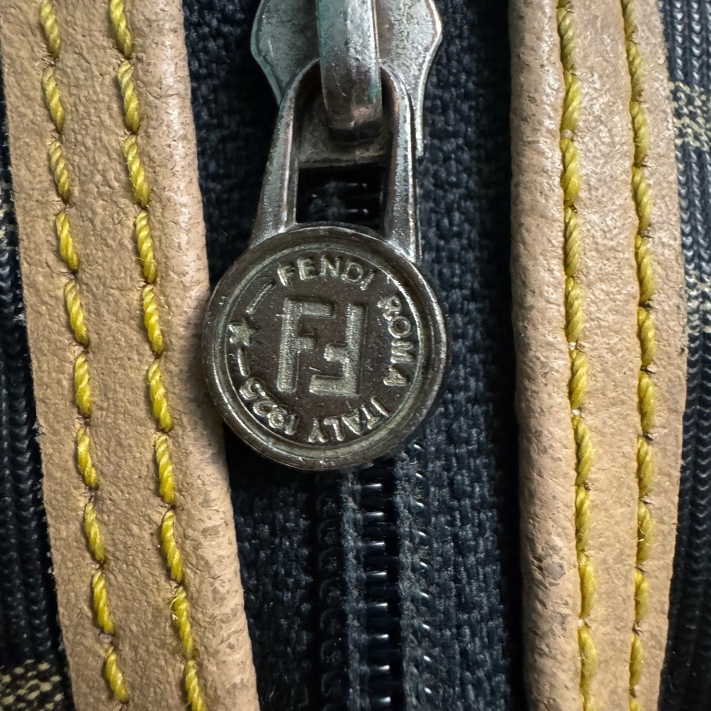 Vintage Fendi Zucca Black and Tan Bowling/Boston Bag - Picture 14 of 15